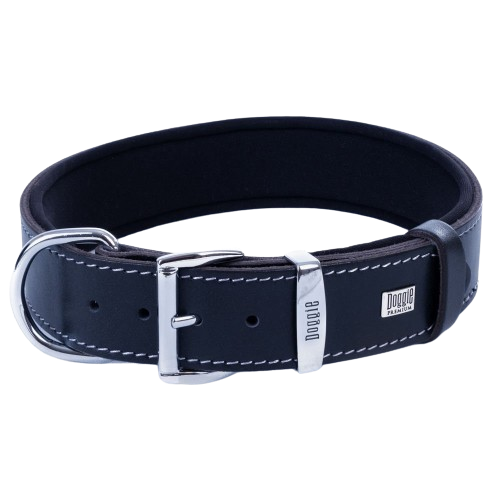 Doggie Konfor Deri Kemik Desenli Boyun Tasması Siyah 4X52-60Cm