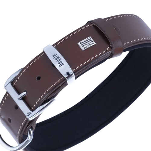 Doggie Konfor Deri Kemik Desenli Boyun Tasması Kahve 4X52-60Cm