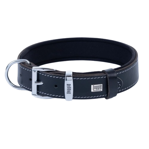 Doggie Konfor Deri Kemik Desenli Boyun Tasması Siyah 3,5X52-60Cm