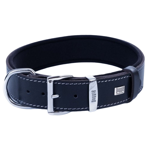 Doggie Konfor Deri Kemik Desenli Boyun Tasması Siyah 4X57-65Cm