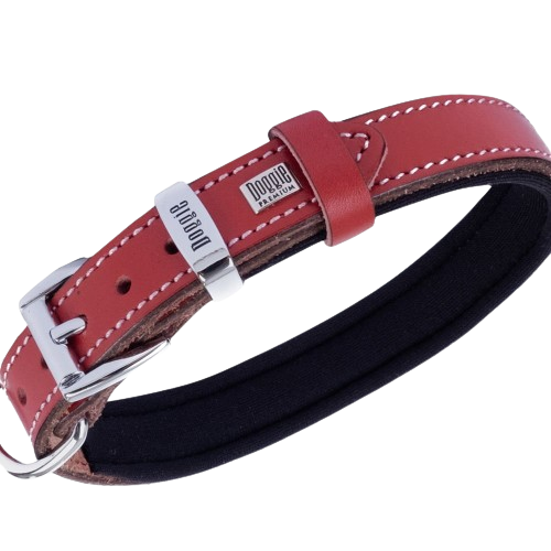 Doggie Konfor Deri Pati Desenli Boyun Tasması Kırmızı 2X30-35Cm