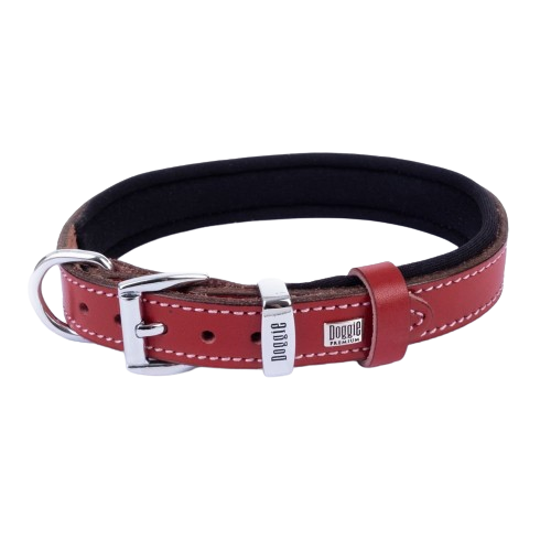 Doggie Konfor Deri Pati Desenli Boyun Tasması Kırmızı 2X30-35Cm