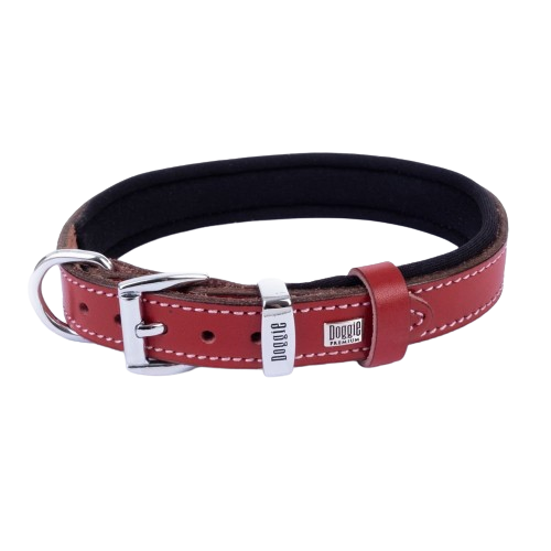 Doggie Konfor Deri Pati Desenli Boyun Tasması Kırmızı 2X30-35Cm