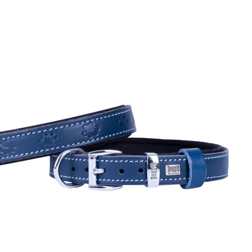 Doggie Konfor Deri Pati Desenli Boyun Tasması Royalmavi 2X30-35Cm