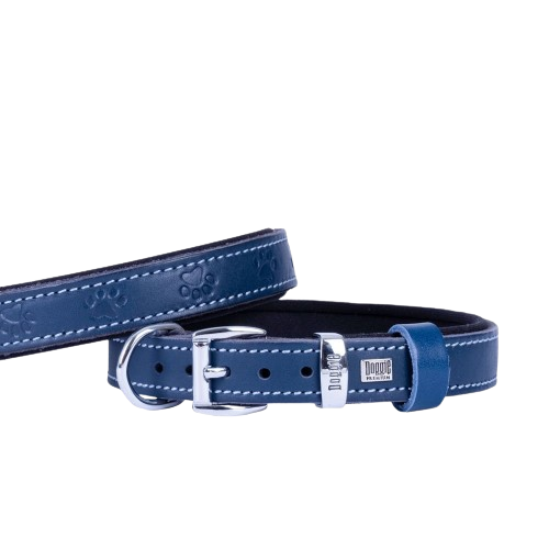 Doggie Konfor Deri Pati Desenli Boyun Tasması Royalmavi 2X30-35Cm