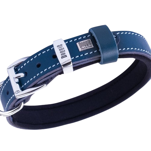 Doggie Konfor Deri Pati Desenli Boyun Tasması Royalmavi 2X30-35Cm