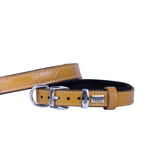 Doggie Konfor Deri Pati Desenli Boyun Tasması Kamel 2X30-35Cm