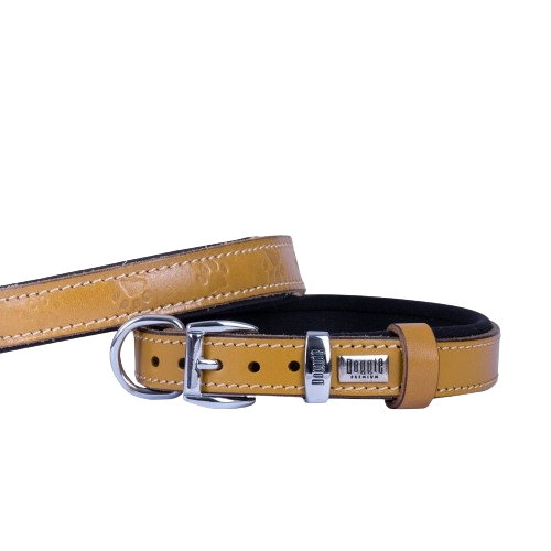 Doggie Konfor Deri Pati Desenli Boyun Tasması Kamel 2X35-40Cm