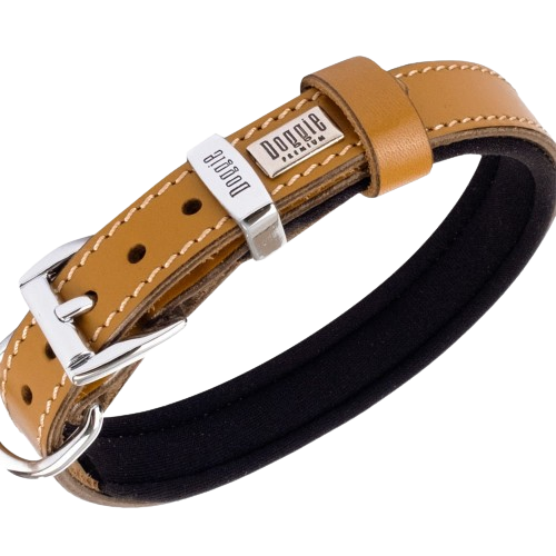 Doggie Konfor Deri Pati Desenli Boyun Tasması Kamel 2X35-40Cm