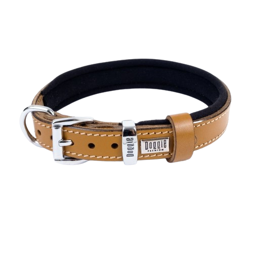 Doggie Konfor Deri Pati Desenli Boyun Tasması Kamel 2X35-40Cm