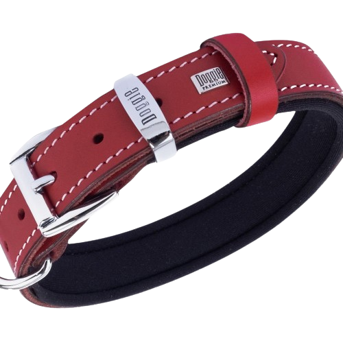 Doggie Konfor Deri Pati Desenli Boyun Tasması Kırmızı 2,5X37-45Cm