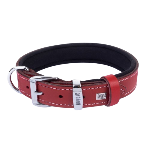 Doggie Konfor Deri Pati Desenli Boyun Tasması Kırmızı 2,5X37-45Cm