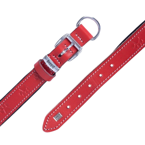 Doggie Konfor Deri Pati Desenli Boyun Tasması Kırmızı 2,5X37-45Cm