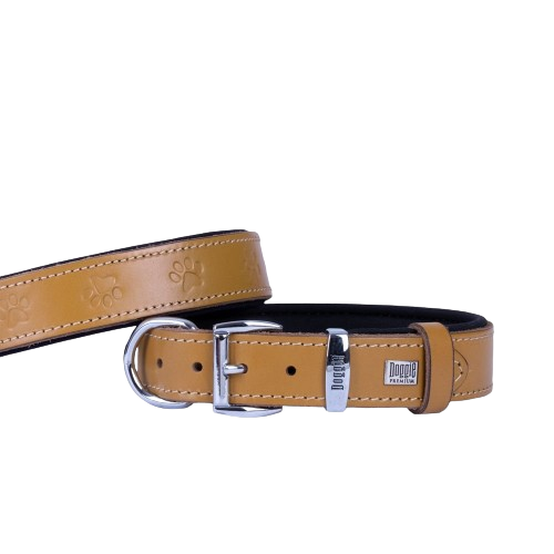 Doggie Konfor Deri Pati Desenli Boyun Tasması Kamel 2,5X37-45Cm