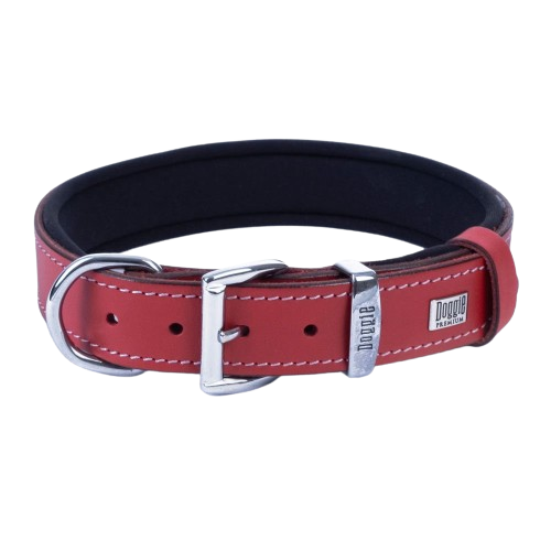 Doggie Konfor Deri Pati Desenli Boyun Tasması Kırmızı 3X42-50Cm
