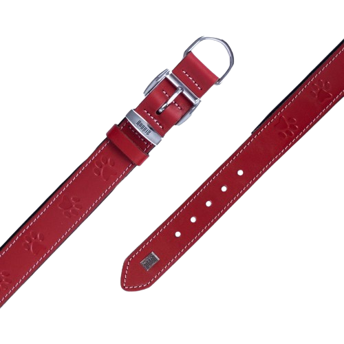 Doggie Konfor Deri Pati Desenli Boyun Tasması Kırmızı 3X42-50Cm