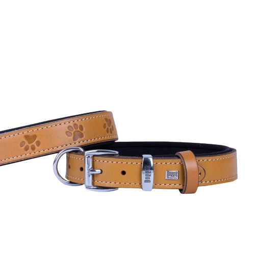 Doggie Konfor Deri Pati Desenli Boyun Tasması Kamel 3X42-50Cm