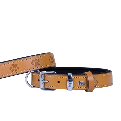 Doggie Konfor Deri Pati Desenli Boyun Tasması Kamel 3X42-50Cm