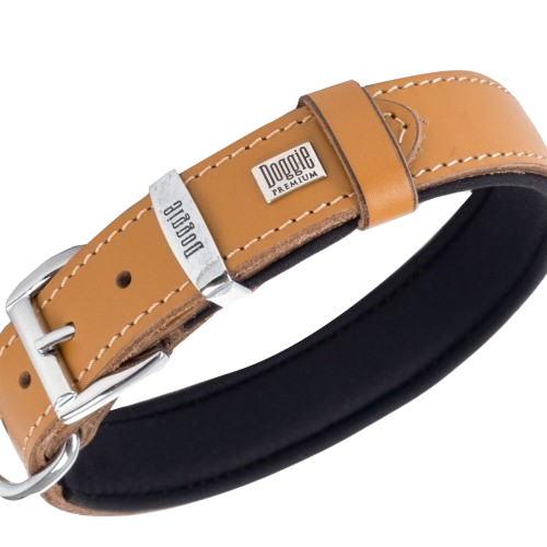 Doggie Konfor Deri Pati Desenli Boyun Tasması Kamel 3X42-50Cm