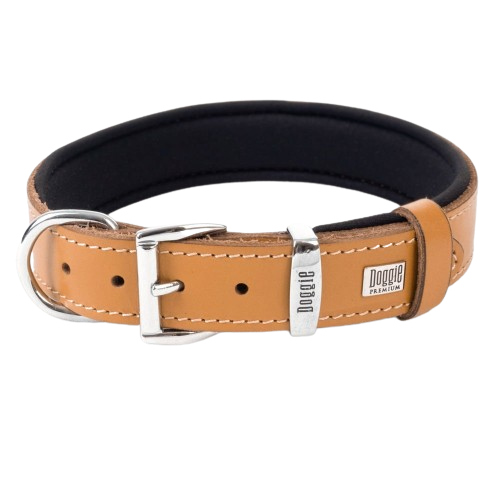 Doggie Konfor Deri Pati Desenli Boyun Tasması Kamel 3X42-50Cm