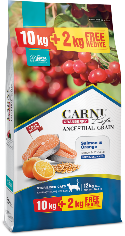 Carni Life Ancestral Grain Somon & Portakal Kısırlaştırılmış Kedi Maması 10+2 kg