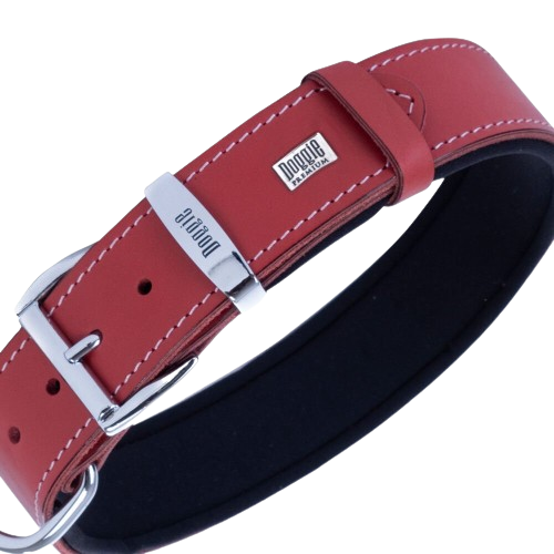 Doggie Konfor Deri Pati Desenli Boyun Tasması Kırmızı 3,5X52-60Cm