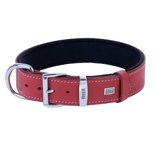 Doggie Konfor Deri Pati Desenli Boyun Tasması Kırmızı 3,5X52-60Cm