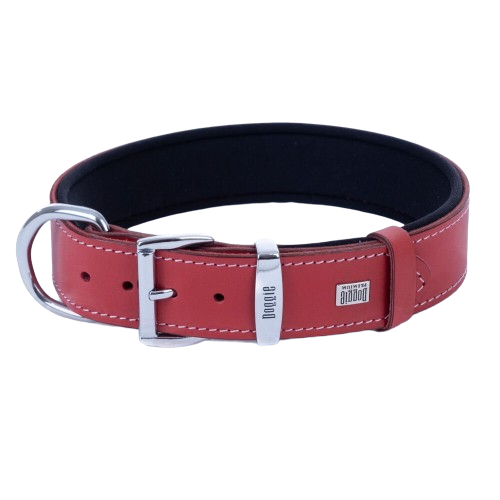 Doggie Konfor Deri Pati Desenli Boyun Tasması Kırmızı 3,5X52-60Cm