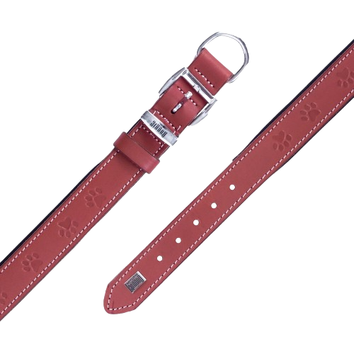 Doggie Konfor Deri Pati Desenli Boyun Tasması Kırmızı 3,5X52-60Cm