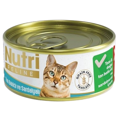 Nutri Feline Tahılsız Ton Balıklı Sardalyalı Kedi Konservesi 85 gr