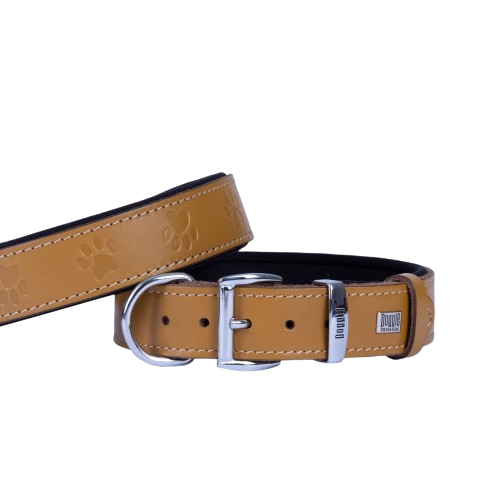 Doggie Konfor Deri Pati Desenli Boyun Tasması Kamel 3,5X52-60Cm