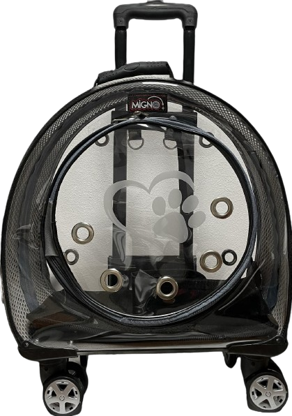 Migno Gri Fileli Tekerlekli Çekçekli Kedi Köpek Taşıma Çantası