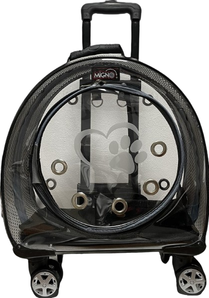 Migno Gri Fileli Tekerlekli Çekçekli Kedi Köpek Taşıma Çantası