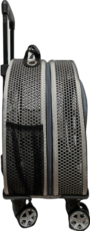 Migno Gri Fileli Tekerlekli Çekçekli Kedi Köpek Taşıma Çantası