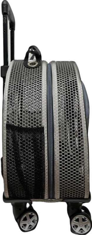 Migno Gri Fileli Tekerlekli Çekçekli Kedi Köpek Taşıma Çantası